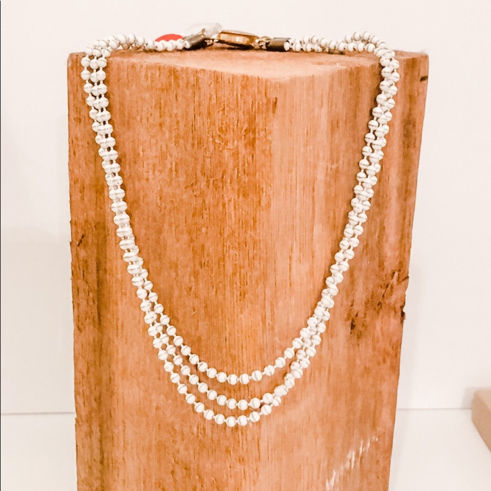 3 Strand White Beaded Necklace